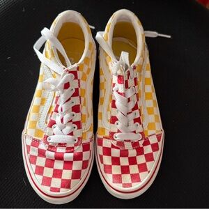 Vans Kids Red and Yellow Checkered Sneakers